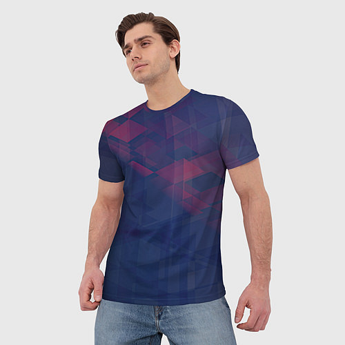 Мужская футболка Абстрактный прозрачный стеклянный фиолетовый патте / 3D-принт – фото 3