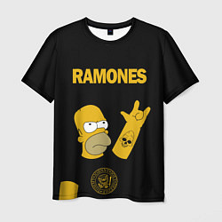 Футболка мужская Ramones Гомер Симпсон рокер, цвет: 3D-принт