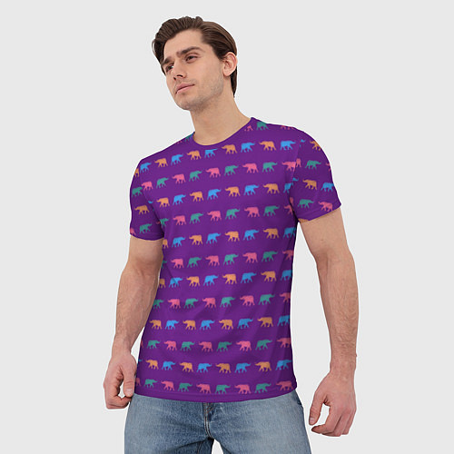 Мужская футболка Разноцветные слоны / 3D-принт – фото 3