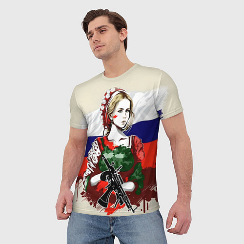 Мужская футболка Девушка солдат / 3D-принт – фото 3