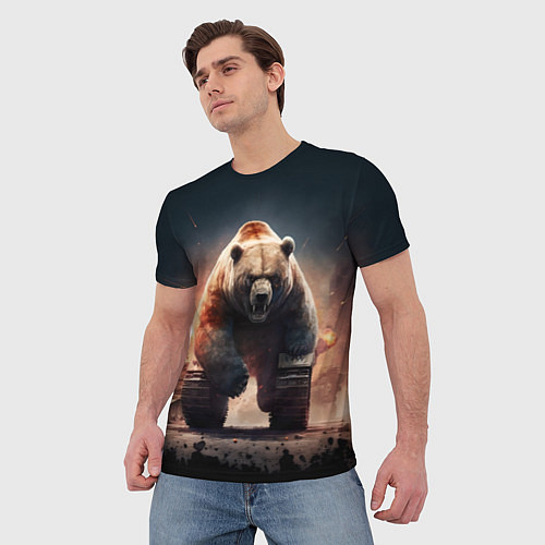 Мужская футболка Медведь-танк / 3D-принт – фото 3