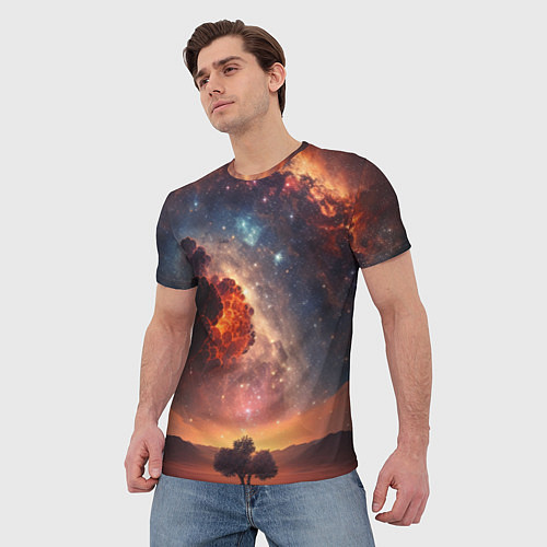 Мужская футболка Космос и звезды в закатном небе / 3D-принт – фото 3