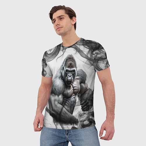 Мужская футболка Накаченная горилла / 3D-принт – фото 3