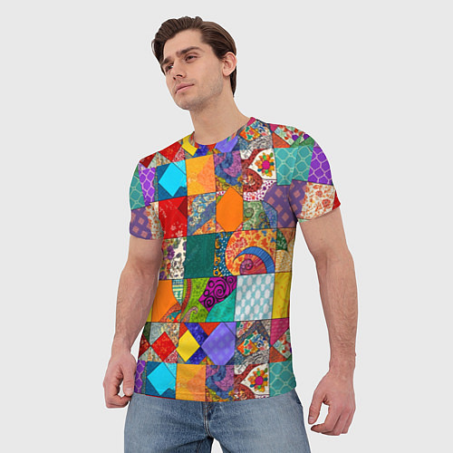 Мужская футболка Разноцветные лоскуты / 3D-принт – фото 3
