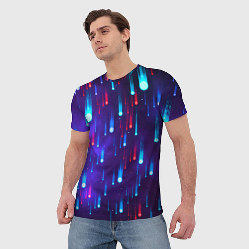 Мужская футболка Neon rain / 3D-принт – фото 3