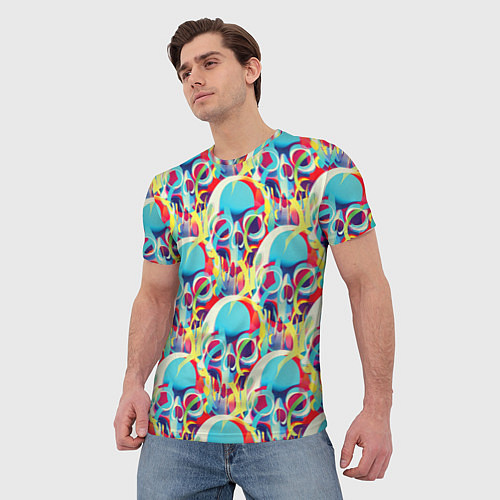 Мужская футболка Черепа кислотный узор / 3D-принт – фото 3