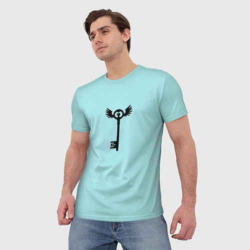 Мужская футболка Ключик к замочку голубой / 3D-принт – фото 3
