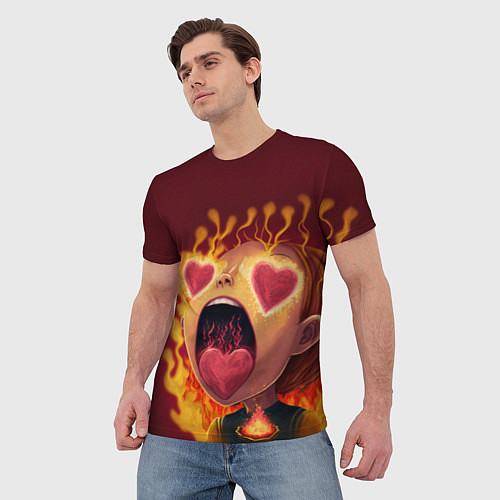 Мужская футболка Сгорая от любви / 3D-принт – фото 3
