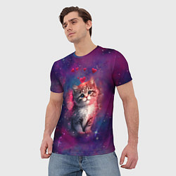Футболка мужская Космически котенок, цвет: 3D-принт — фото 2