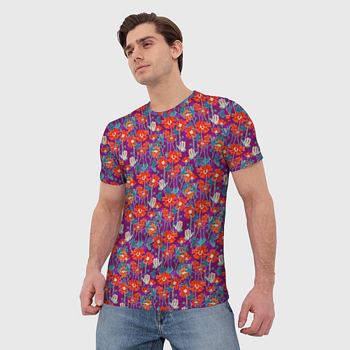 Мужская футболка Цветочная геометрия / 3D-принт – фото 3
