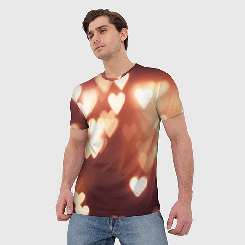 Мужская футболка Летящие сердечки / 3D-принт – фото 3