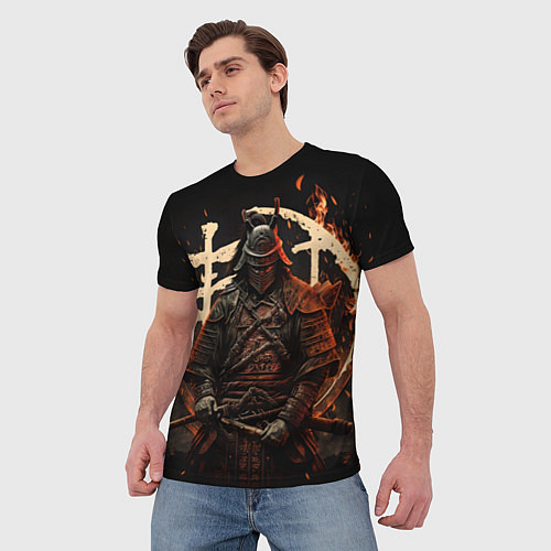 Мужская футболка Самурай и иероглифы / 3D-принт – фото 3