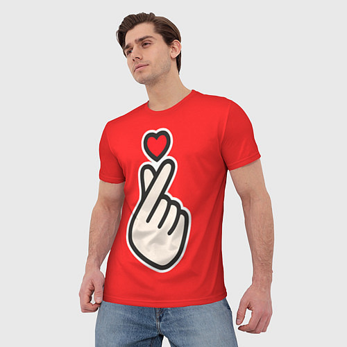 Мужская футболка К- Heart / 3D-принт – фото 3