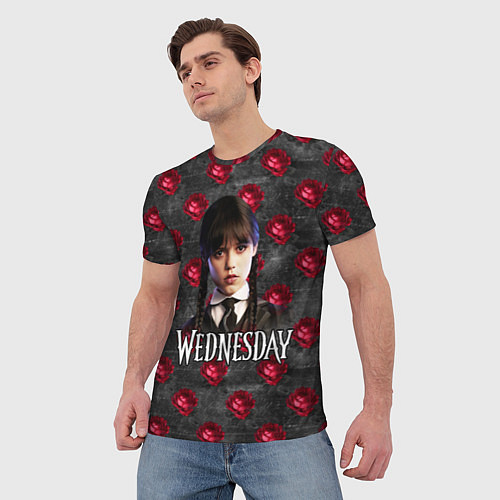 Мужская футболка Уэнсдэй розы / 3D-принт – фото 3