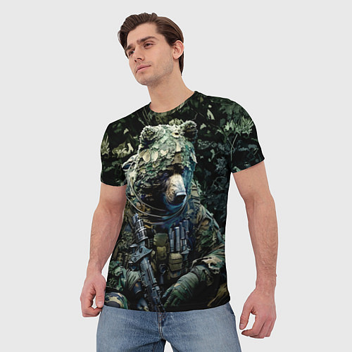 Мужская футболка Медведь снайпер в камуфляже / 3D-принт – фото 3