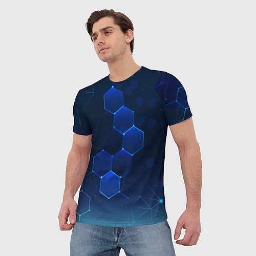 Мужская футболка Абстрактная сетка / 3D-принт – фото 3