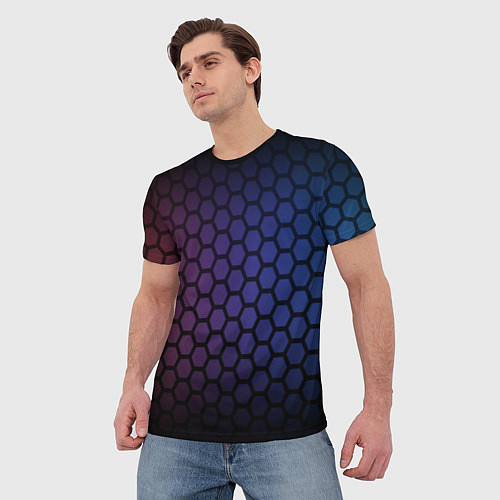 Мужская футболка Abstract hexagon fon / 3D-принт – фото 3
