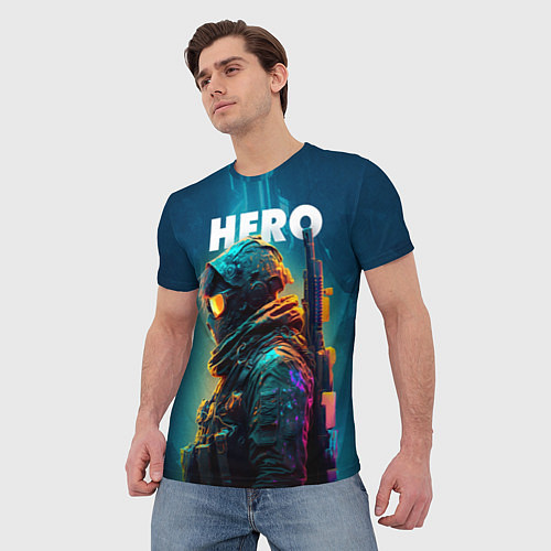 Мужская футболка Герой в стиле киберпанк / 3D-принт – фото 3