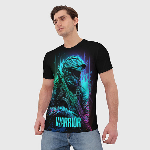 Мужская футболка Воин в стиле киберпанк / 3D-принт – фото 3