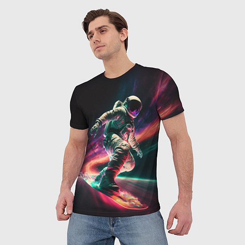 Мужская футболка Cosmonaut space surfing / 3D-принт – фото 3