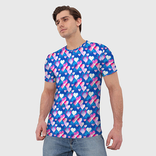 Мужская футболка Узор из сердечек / 3D-принт – фото 3
