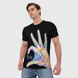 Футболка мужская Сердечко правой рукой - неоновый рентген, цвет: 3D-принт — фото 2
