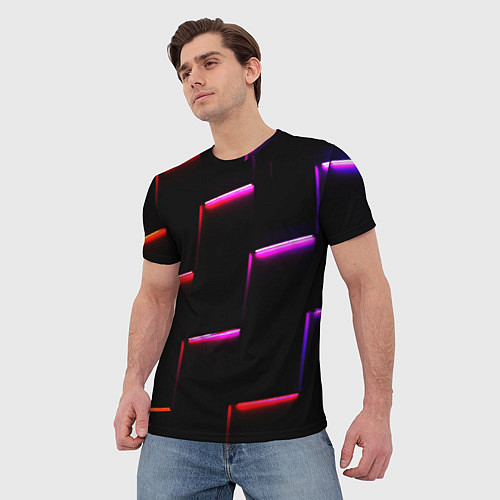 Мужская футболка Неоновый надлом света / 3D-принт – фото 3