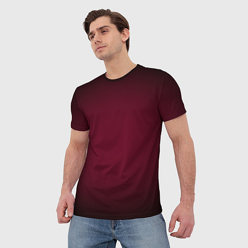 Мужская футболка Марсала темная, градиент / 3D-принт – фото 3