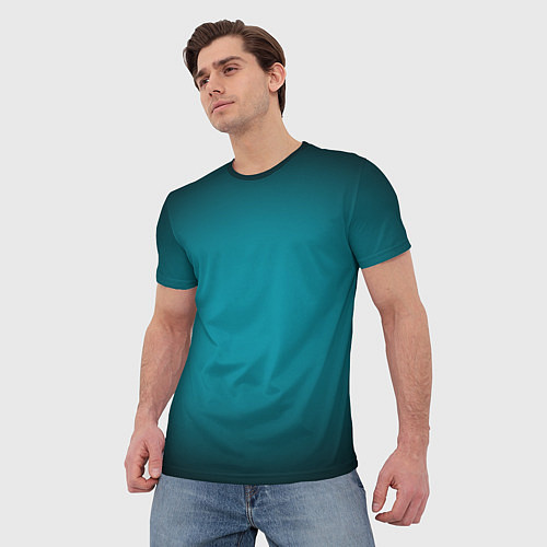 Мужская футболка Темно-бирюзовый градиент / 3D-принт – фото 3