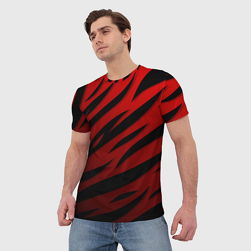 Мужская футболка Красный градиент - языки пламени / 3D-принт – фото 3