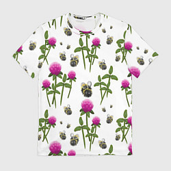 Футболка мужская Клевер и пчёлки - паттерн, цвет: 3D-принт