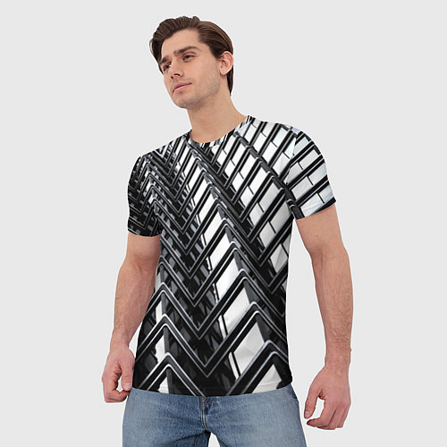 Мужская футболка Карбоновая абстракция грани / 3D-принт – фото 3