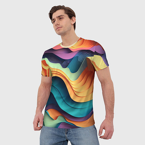 Мужская футболка Цветной рельеф / 3D-принт – фото 3