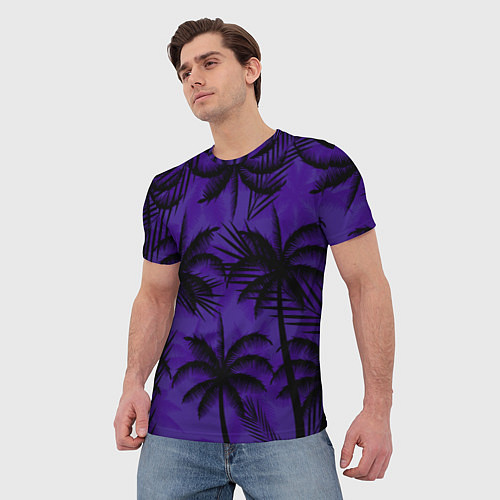 Мужская футболка Пальмы в ночи / 3D-принт – фото 3
