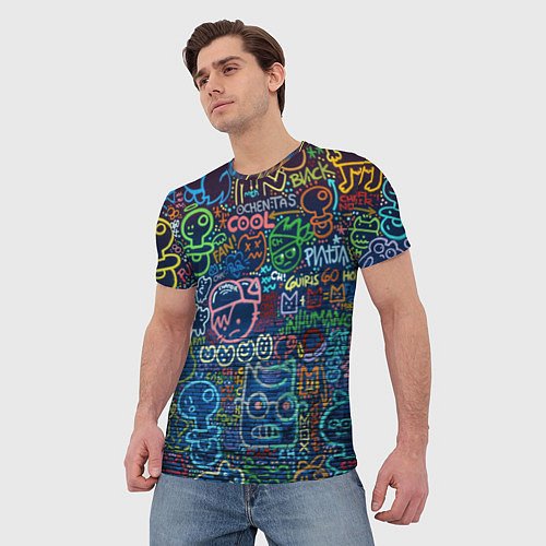 Мужская футболка Разрисованная стена / 3D-принт – фото 3
