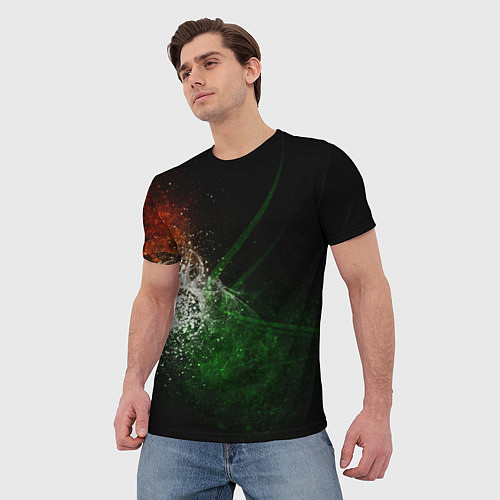 Мужская футболка Неоновый всплеск трехцветный / 3D-принт – фото 3