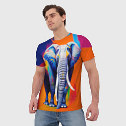 Футболка мужская Слон красочный, цвет: 3D-принт — фото 2