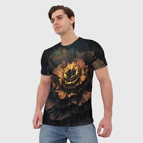 Мужская футболка Midjourney цветок под дождем / 3D-принт – фото 3