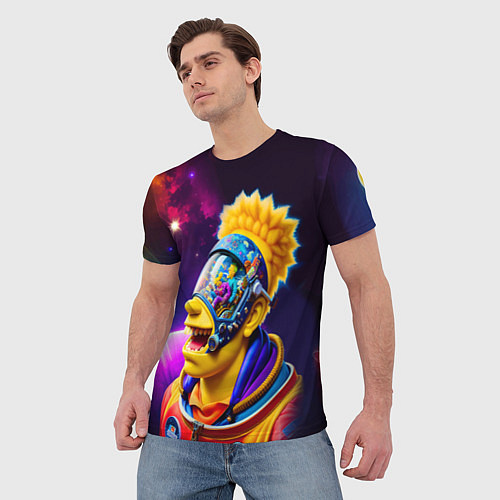 Мужская футболка Bart Simpson in space - neural network / 3D-принт – фото 3