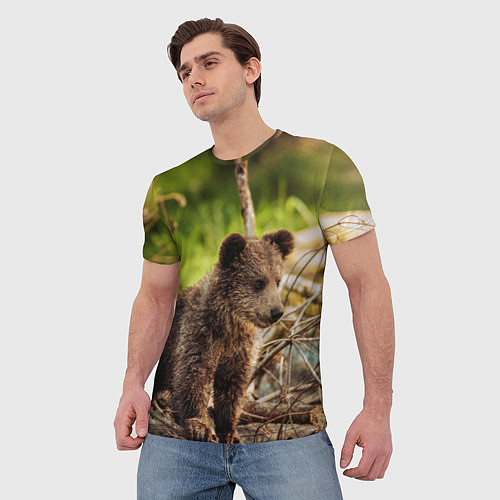 Мужская футболка Медвежонок красавец / 3D-принт – фото 3