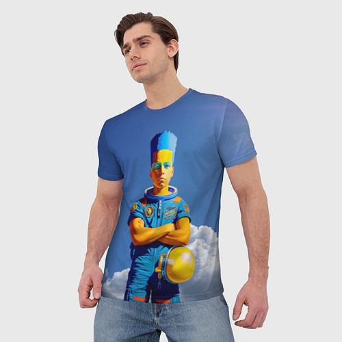 Мужская футболка Барт Симпсон - космический мальчик - нейросеть / 3D-принт – фото 3