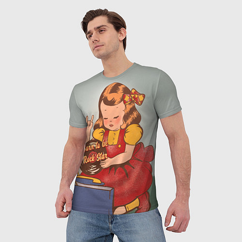 Мужская футболка Девочка с виниловой пластинкой - рождена быть звез / 3D-принт – фото 3