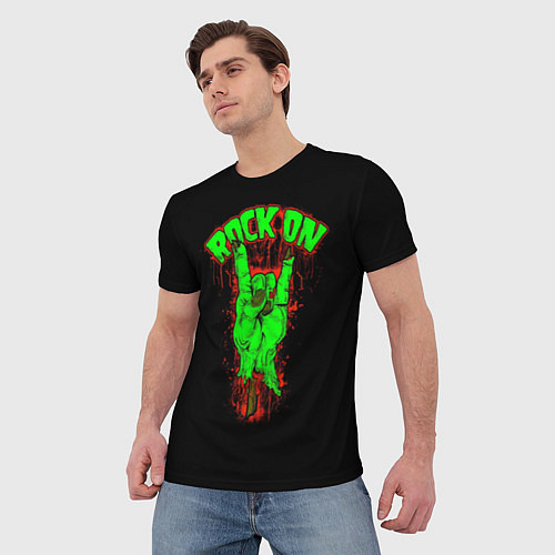 Мужская футболка Rock on zombie / 3D-принт – фото 3