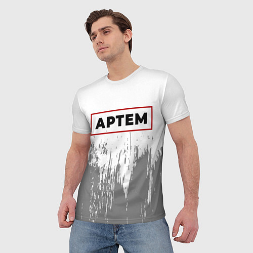 Мужская футболка Артем в рамке красного цвета / 3D-принт – фото 3