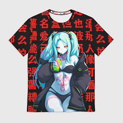 Футболка мужская Ребекка на красных иероглифах, цвет: 3D-принт