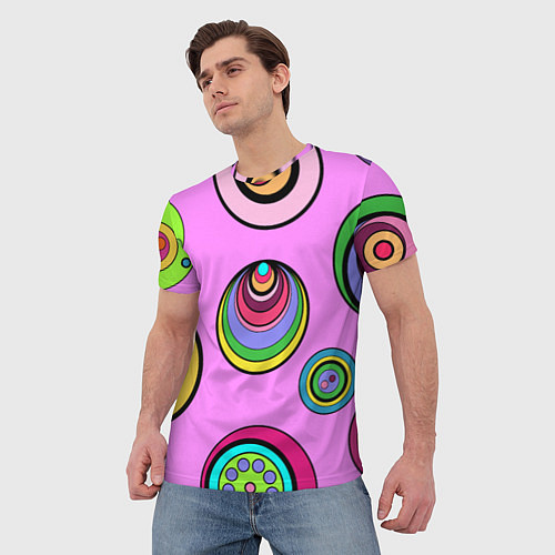 Мужская футболка Разноцветные круги / 3D-принт – фото 3