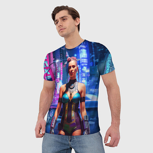 Мужская футболка Cyberpunk 2077 - neural network / 3D-принт – фото 3