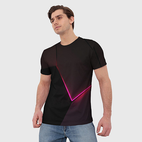 Мужская футболка Неоновый треугольный порез / 3D-принт – фото 3