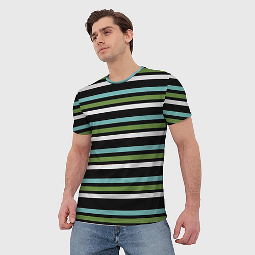 Мужская футболка Абстрактные тёмные полосы / 3D-принт – фото 3
