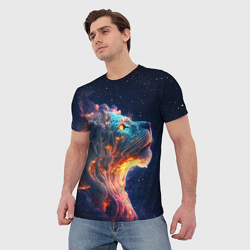 Мужская футболка Космический звёздный лев / 3D-принт – фото 3